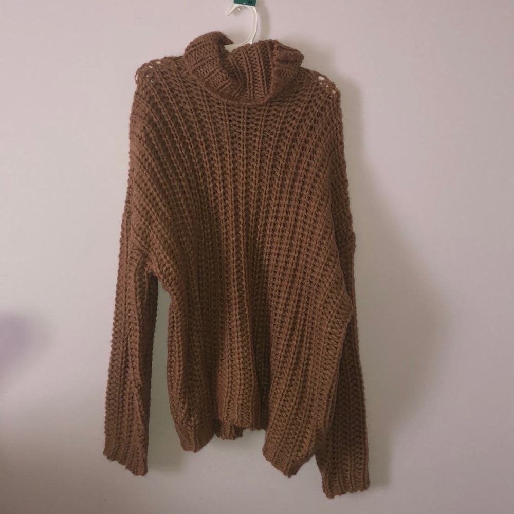 Waffle knit turtle neck sweater